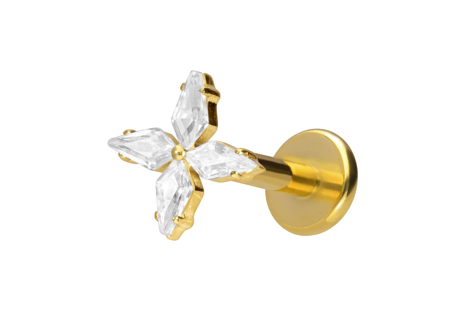 Titan Labret Piercing mit Innengewinde KRISTALLSTERN